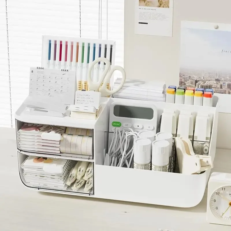 Office Furniture Filing Cabinets - ออแกไนเซอร์จัดโต๊ะอเนกประสงค์ความจุขนาดใหญ่พร้อมลิ้นชักใส 2 ช่อง, ที่เก็บอุปกรณ์สำนักงานบนโต๊ะทำงาน, ที่ใส่ปากกาสำหรับโรงเรียน