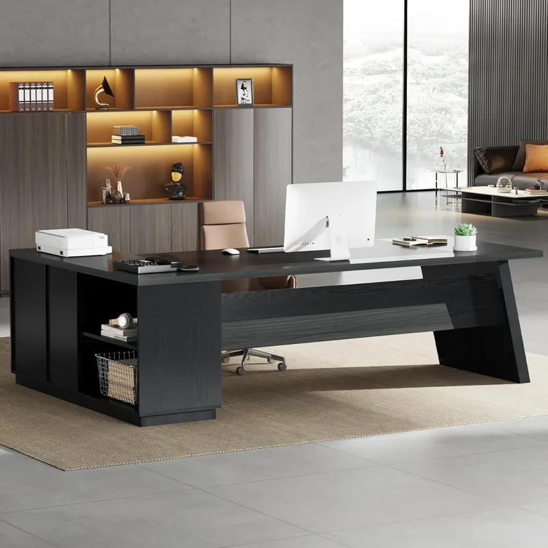Office Furniture Filing Cabinets - โต๊ะทำงานผู้บริหารรูปตัว L ขนาด 78 นิ้ว โต๊ะสำนักงานทันสมัยพร้อมลิ้นชักและตู้เก็บเอกสาร
