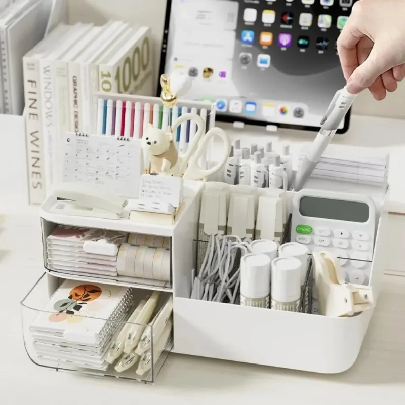 Office Furniture Filing Cabinets - 1 ชิ้น กล่องเก็บเครื่องสำอางแบบตั้งโต๊ะพร้อมลิ้นชัก ที่ใส่ปากกา ชั้นวางของใช้สำนักงาน เหมาะสำหรับโต๊ะทำงาน