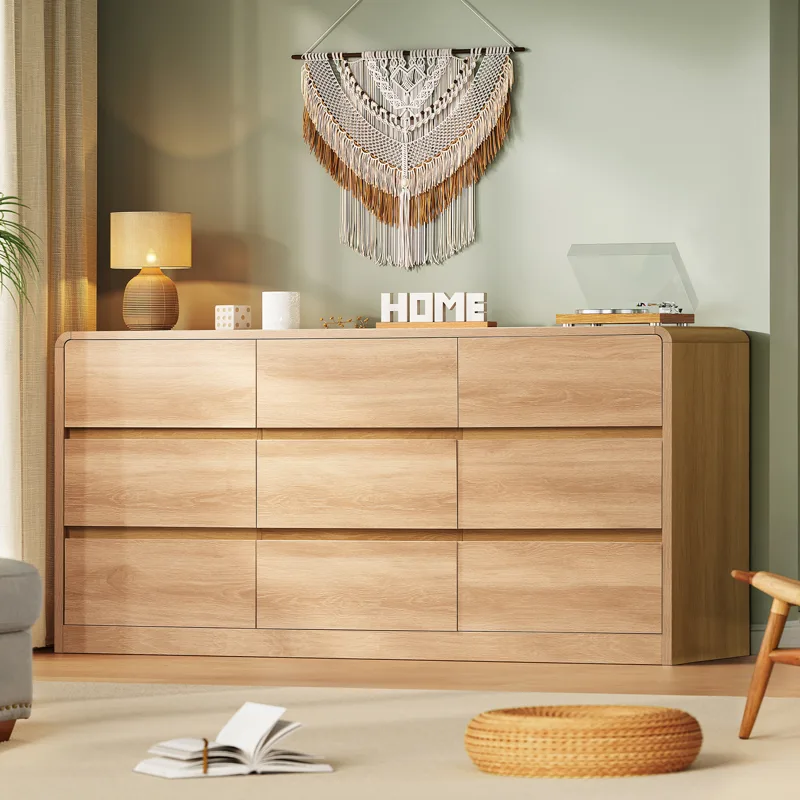 Office Furniture Modern - ตู้ลิ้นชัก 9 ลิ้นชักสำหรับห้องนอน, ตู้ลิ้นชักและตู้เก็บของกว้าง 63 นิ้ว