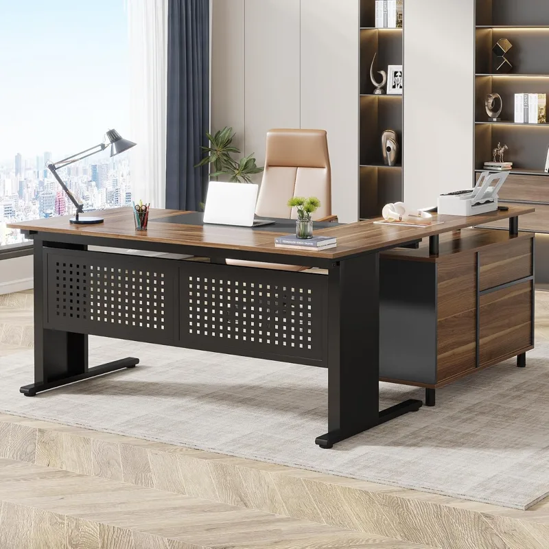 โต๊ะทำงานรูปตัว L ขนาด 63 นิ้ว - Office Furniture Filing Cabinets บทวิจารณ์และราคา